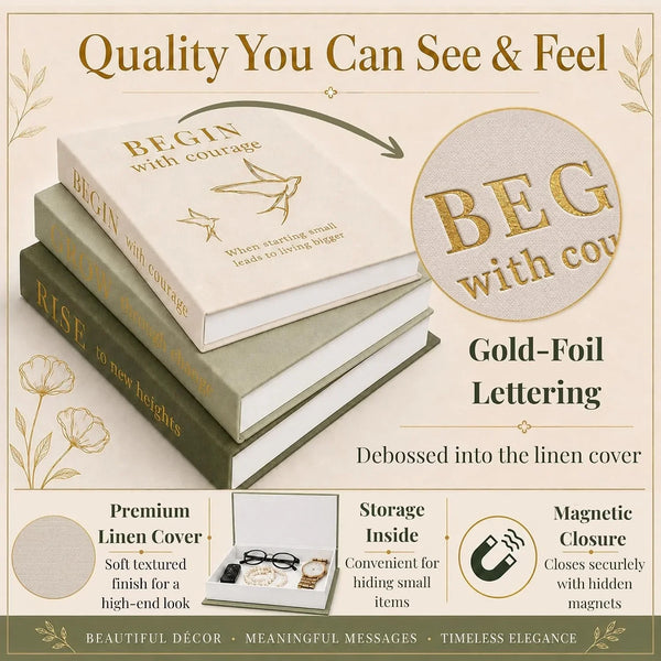 Decorative Books for Home Decor | Elevate Your Bookshelf Decor with Coffee Table Books (Fake Books Set of 3) | Faux Books for Decoration | Hollow Book Box with Hidden Storage | Decorative Storage Box3