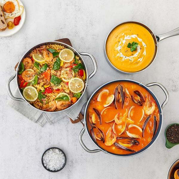 Nonstick Induction Cookware Set, 6-Piece Pots and Pans Set with Lids | 2QT Saucepan, 4.8QT Casserole Dutch Oven, 6QT Stock Pot, Riveted Stainless Steel Handles, Oven Safe, Works on All Stovetops7