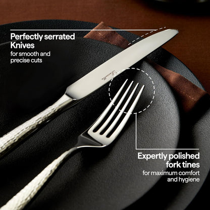 45-Piece Hammered 18/10 Forged Silverware Set and Serving Utensils6