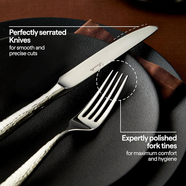 45-Piece Hammered 18/10 Forged Silverware Set and Serving Utensils6