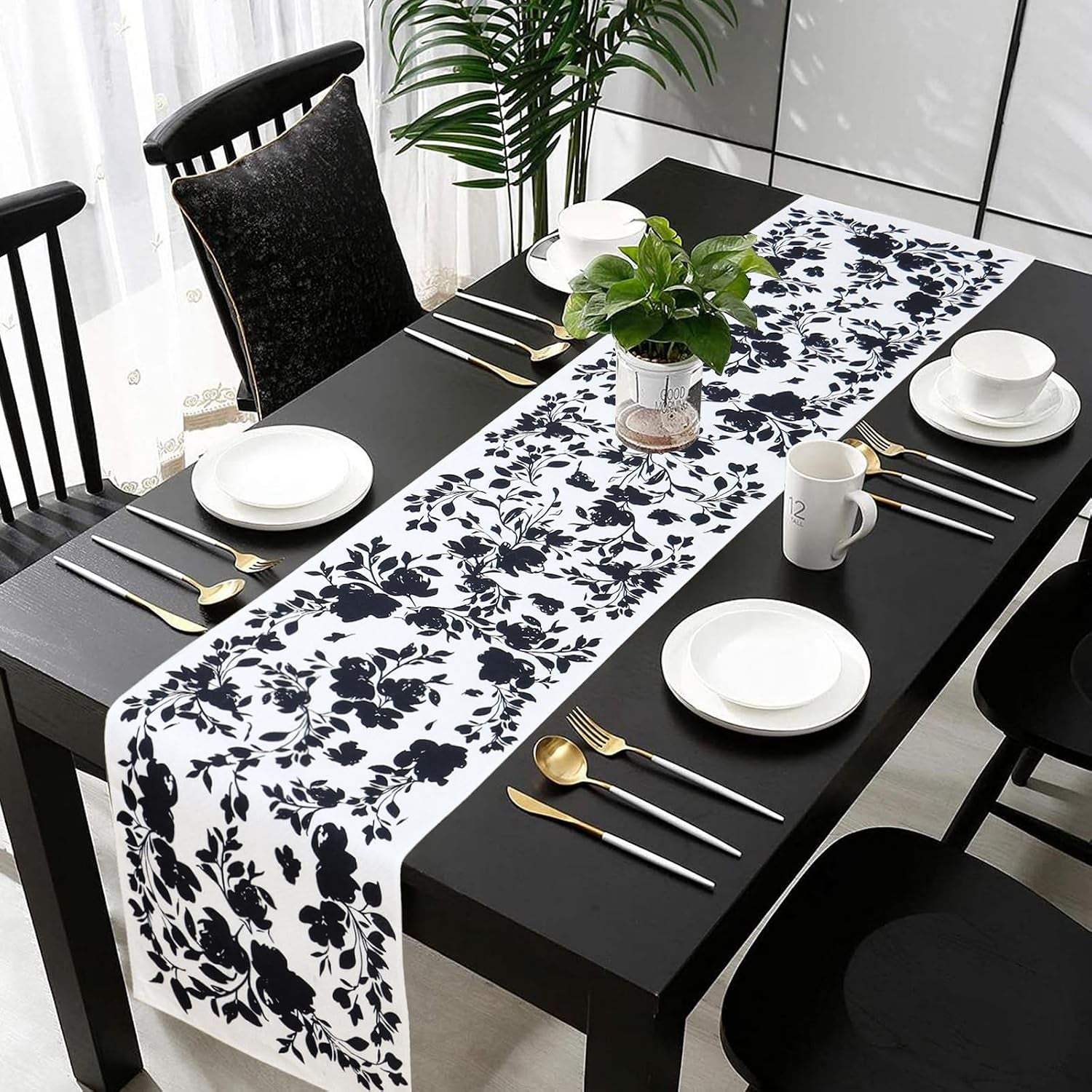 black-rose-floral-table-runner-black-and-white-table-runners-13x72-inch