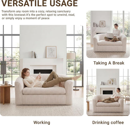 55" Boneless Mini Couch, Bean Bag Sofa for Bedroom, Beige3