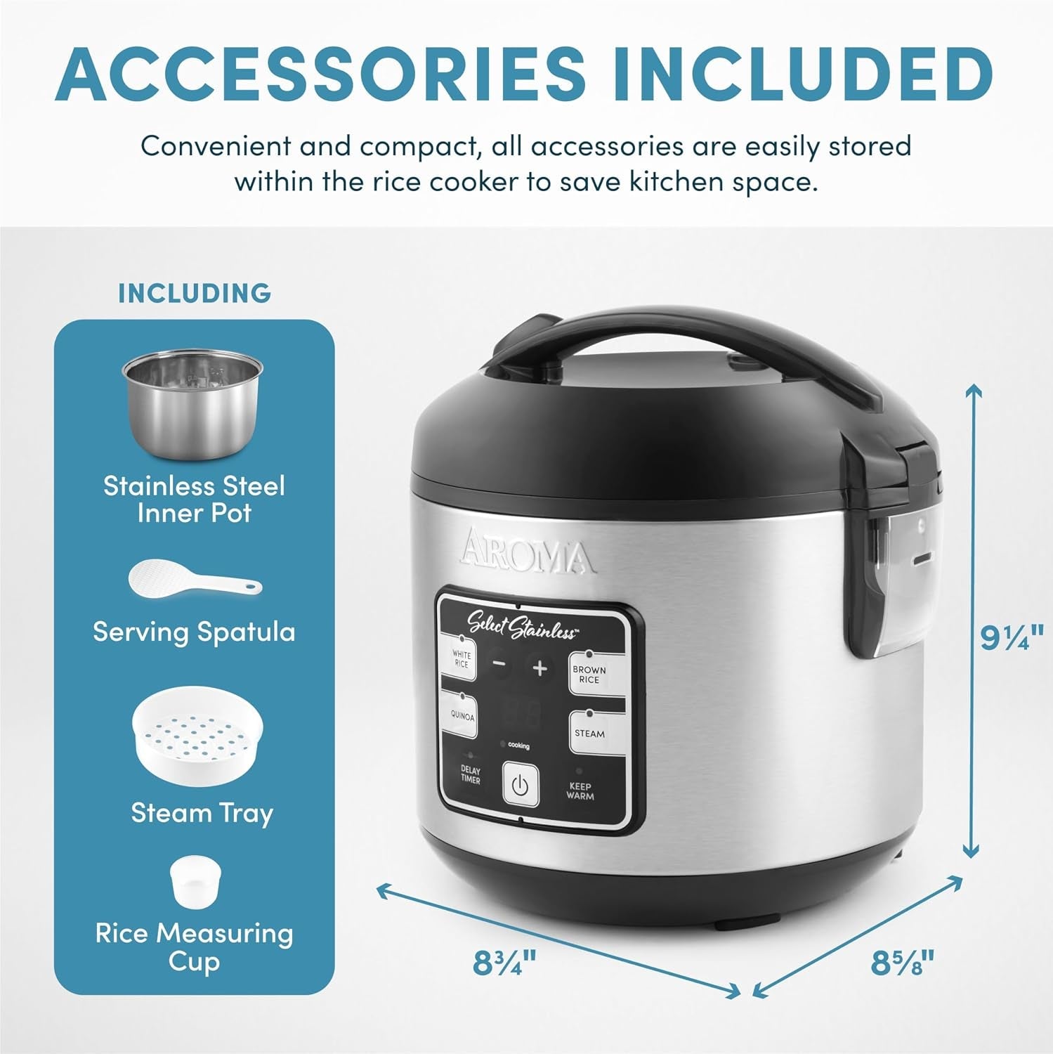®-select-stainless®-rice-cooker-4-cup-uncooked-8-cup-cooked-2-qt-stainless-steel-inner-pot-multicooker-steamer-stainless-steel-arc-914sbds