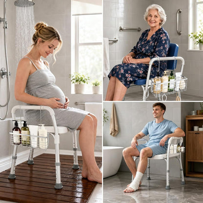 Hanging Shower Caddy, Multi-Slot Bathroom Storage Rack with Hooks, Accessory Organizer for Elderly, Seniors & Mobility Impaired Users7