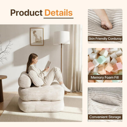 Boneless Chair Folding Sofa Bed, Sleeper Chair, Beige, Single5