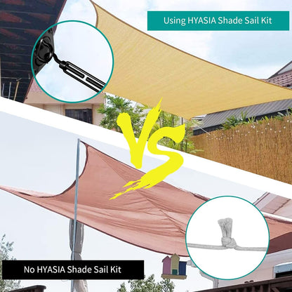 Sun Shade Sail Hardware Kit 6 Inch Heavy Duty 304 Stainless Set for Triangle Rectangle Sun Shade Sail Installation, Awning Attachment Set for Patio, Garden Outdoors Sun Protection Rainshield (46 Pcs)7