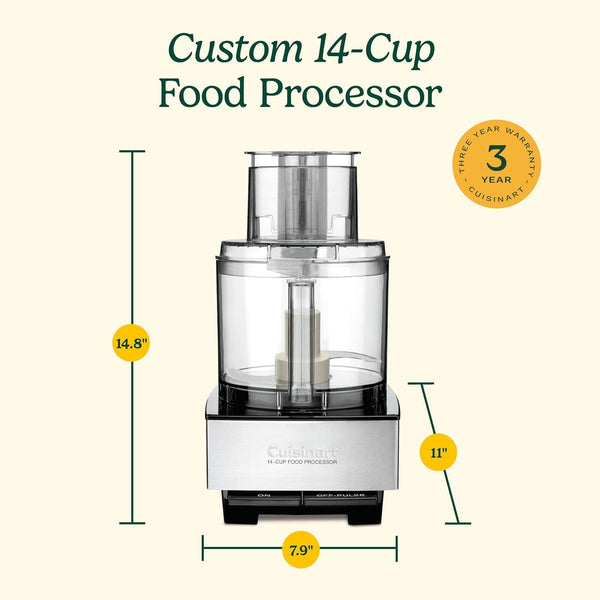 Food Processor, 14-Cup Vegetable Food Chopper for Mincing, Dicing, Shredding, Puree & Kneading Dough, 720-Watt Motor, Stainless Steel, DFP-14BCNY | Mince, Dice & Shred with This Stainless Steel Food Processor, 1 Blade, 2 Discs, Dishwasher-Safe Parts, DFP-14BCNY9