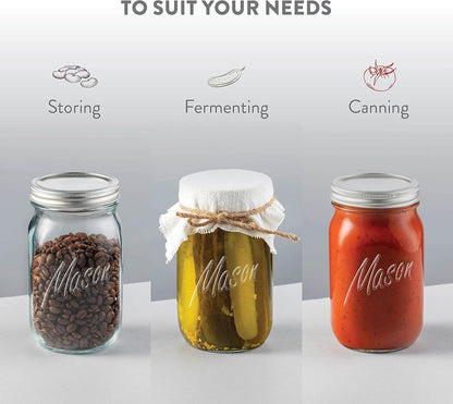 Wide Mouth Mason Jars 32 Oz, Mason Jars with Lids, 2-Pack | 32 Oz Mason Jars, Glass Quart Mason Jars Wide Mouth with Lids, Canning Jars, Pickling Jars, Food Storage, Meal Prep4