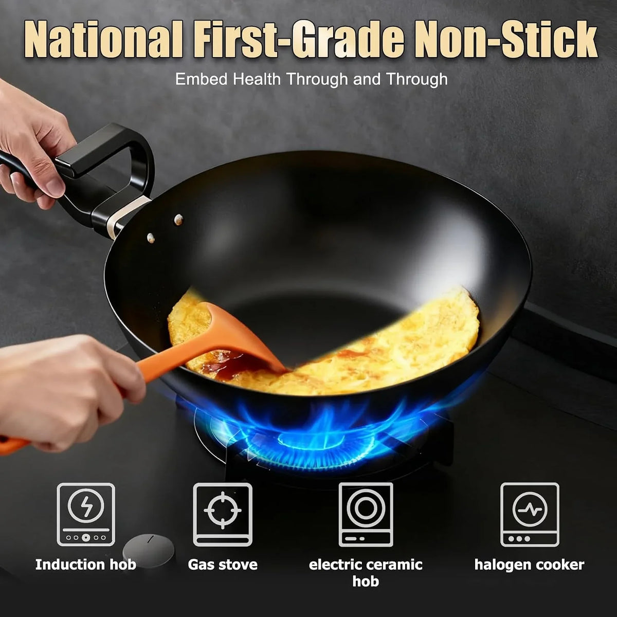 carbon-steel-wok-pan-non-stick-saute-pan-nitriding-process-13-inch-woks-stir-fry-pans-nonstick-with-ergonomic-handle-cookware-pots-and-pans-versatile-bottom-chinese-woks-for-all-stoves