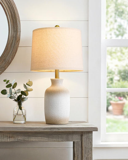 24'' Farmhouse Ceramic Table Lamp with Natural Textured Finish | Bedside Lamps for Bedroom, Rustic & Organic Style, Handmade Craft Jar Design, Ideal Gift & Decor for End Side Table6