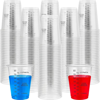 150 Pieces Plastic Measuring Cups 8Oz, Disposable Epoxy Resin Mixing Cups with Measurements, Clear Liquid Measuring Cups for Resin, Paint, Mixing and Crafts1