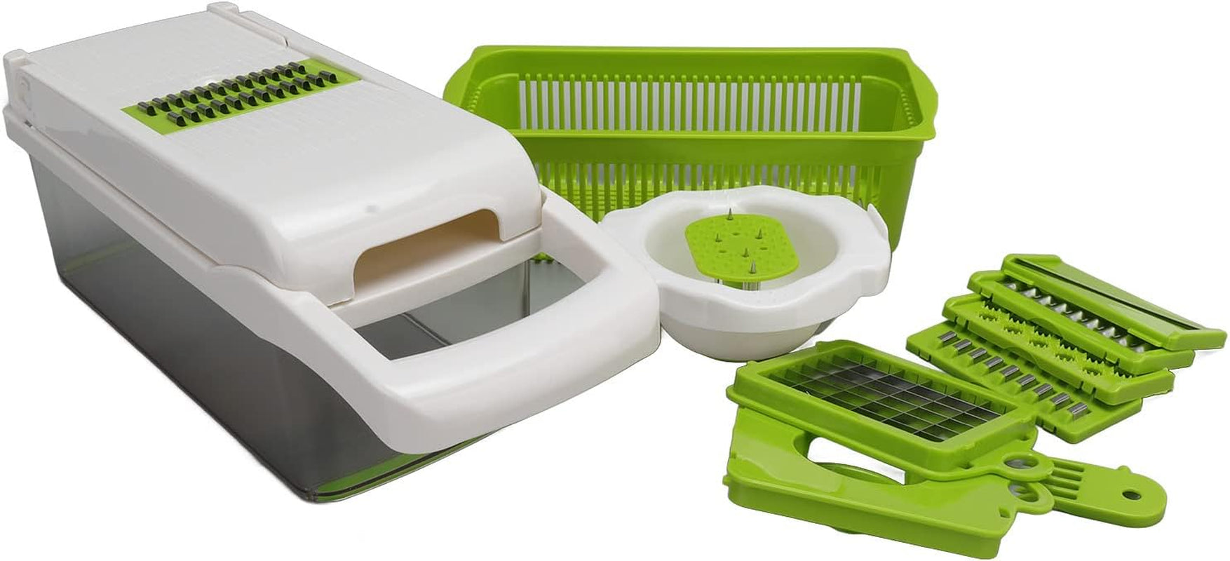 vegetable-cutter-peeler-chopper-grater-stainless-steel-kitchen-tool-with-anti-slip-handle-and-blade-container-for-potato-carrot-onion-12-piece-set-for-home-white