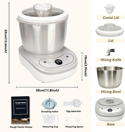 Dough Maker with Ferment Function 7.4Qt Large Capacity Dough Mixer,Commercial& Household Bread Mixer Forpizza, Noodles, Bread,Sourdough Kneading Machine with Stainless Steel Bow, Face-Up Touch Panel7