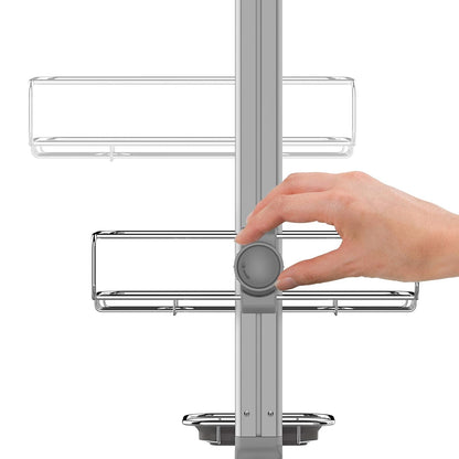 Simplehuman 5 Ft. to 8 Ft. Tension Shower Caddy, Stainless Steel and Anodized Aluminum BT11097