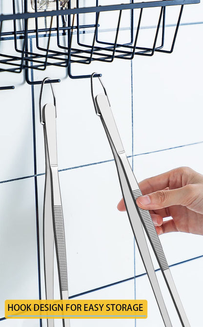2 Pcs 12-Inch Kitchen Tweezers Fine Tweezer Tongs, Extra-Long Stainless Steel Cooking Tweezers (Silver)4