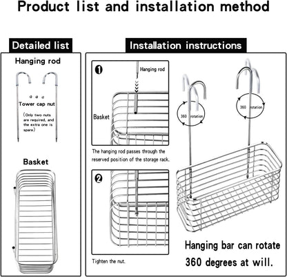 Hanging Shower Rack, Bathroom Storage Rack, Shampoo Bracket, the Back Hook Can Be Rotated, and Can Be Hung on the Faucet or Claw Foot Bathtubcross Bar, 304 Stainless Steel Rust Proof and Durable7