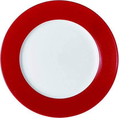 Kenna Red 16-Piece Porcelain Dinnerware Set, Service for 44