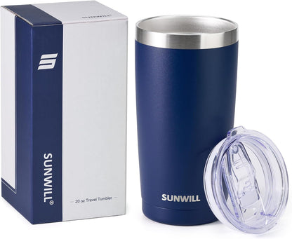 Travel Coffee Tumbler 20 Oz, Insulated Mug with Lid, Stainless Steel Cup for Outdoor, Powder Coated Navy5