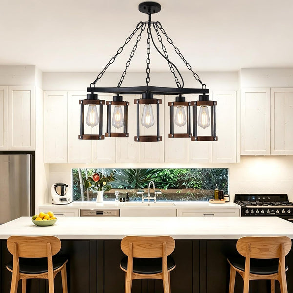 5-Light Living Room Light Fixture, Rustic Mini Chandelier for Dining Room4
