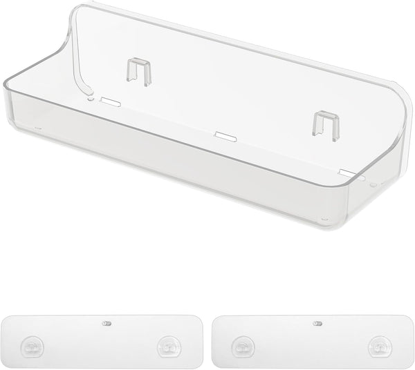Plastic Wall Mount Organizer, Adhesive Clear Acrylic Shelf, No Drilling Hang Walls Shower Caddies, with Self Adhesive Tape, for Bathroom, Kitchen, Utility Room,3.8D X 12.8" W X 3.3" H8