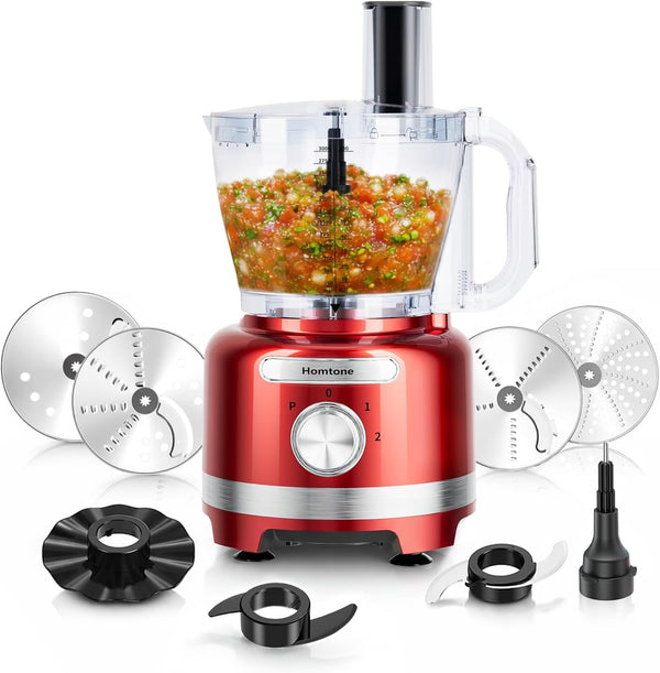 16 Cup Food Processor, Large 9-In-1 for Dough, Salad, Chopper, Red | Large Family/Week Meal Prep, Veggie Chopper, Meat Mince, Cheese Grater, Slice, Shred, Egg White Whipping, Dishwasher Safe1