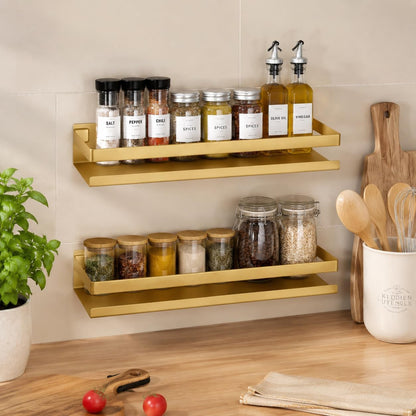 Floating Shelves, 2 Pack Bathroom Shelves Wall Mounted, Gold Shower Caddies for Bedroom, Living Room, Bathroom, Kitchen5