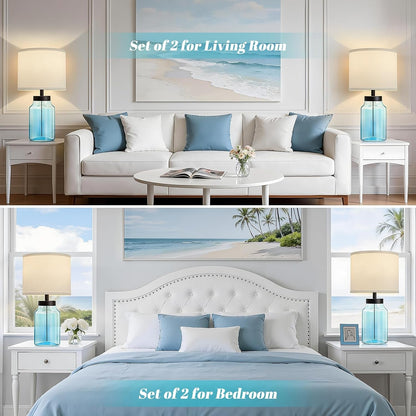 Coastal Fillable Table Lamps, Bedside Lamps Set of 2 for Home Decor5