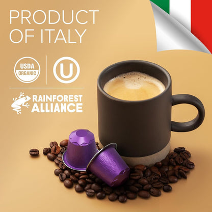Organic USDA  Coffee Aluminum Espresso Pods for Nespresso Original Machine 100 Pack Italian Espresso Coffee (Variety Pack)5