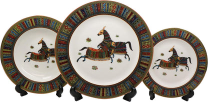 Royalty Porcelain 58 Pc Luxury Greek Horse Cheval Banquet Dinner Set, Premium Bone China5