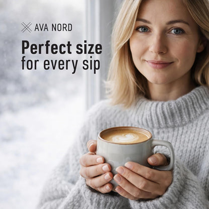 Stoneware Ceramic Coffee Mugs Set of 4 | 12 Oz | Sage Ash | Lead-Free, Non-Toxic, Freezer - Microwave & Dishwasher Safe, Comfortable Handle, Aesthetic Nordic Design for Cappuccino4