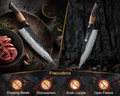 8.6 Inch Professional Damascus Chefs Knife,67 Layers Damascus Steel Kitchen Knife,10Cr15Comov Steel Core,Very Sharp for Vegetables Meat Cutting for Home Kitchen,Burnt White Oak Wood Handle9