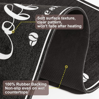 Fashion Coffee Mat, Dish Drying Mat 12" X 20" Black | Hide Stain, Absorbent, Coffee Bar Accessories, Heat Resistant, Non-Slip, Eco-Friendly, Easy to Clean7