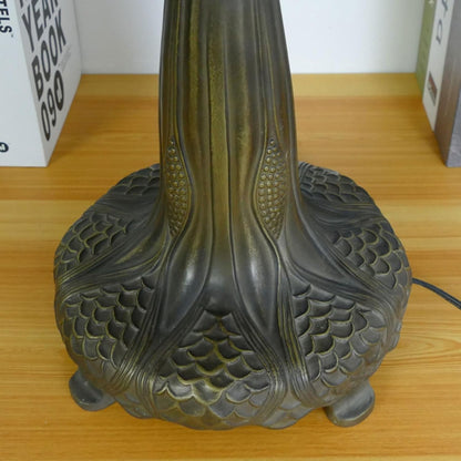 Table Lamp Base Replacement, Only for 20 Inch Tiffany Style Stained Glass Lampshade Pole Height 27 Inch Bronze Finished Alloy Desk Lights Base with 3 Lights2