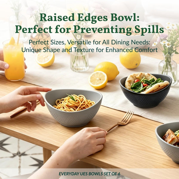 Wheat Straw Bowls 26 OZ Serving Bowls Oval Serving Dishes for Salad, Dinner, Cereal, Snack, Prep, Dessert Bowls Set Unbreakable Camping Bowls Microwave & Dishwasher Safe (6 PCS Grey Stone)7