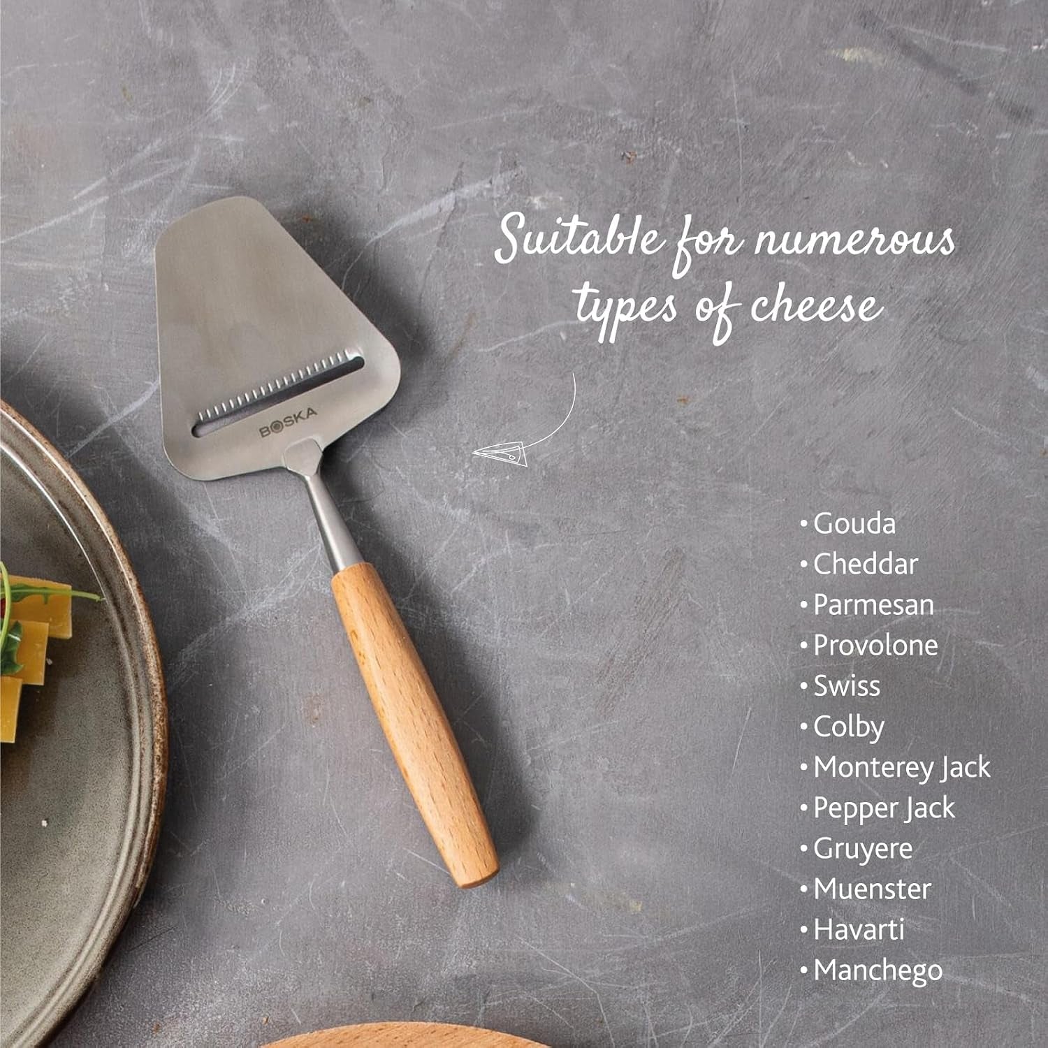 boska-cheese-slicer-amigo-slicer-for-mature-and-aged-cheese-ergonomic-handle-stainless-steel-beech-wood-non-stick-thanks-to-bsf-treatment-also-for-slicing-vegetables