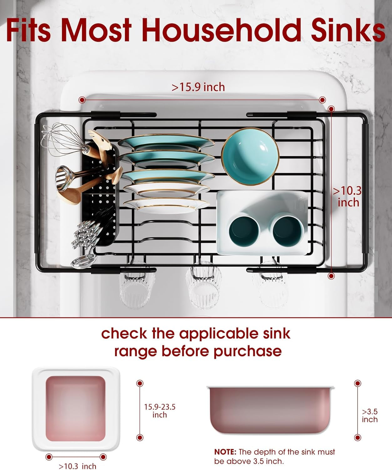 dish-drying-rack-in-sink-expandable-stainless-steel-dish-rack-over-the-sink-kitchen-sink-drain-strainer-with-cutlery-holder-cup-holders-15-4-x-9-8-x-3-0-inch-black
