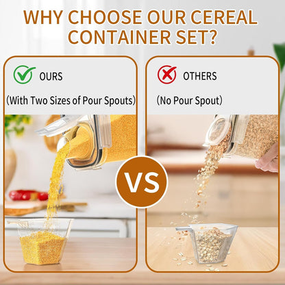 Cereal Containers Storage Set (4L / 135.2Oz), 4PCS Airtight Food Storage Containers with Lids, Cereal Dispensers for Kitchen Pantry Organization and Storage with Pour Spout, 20 Labels, Marker6