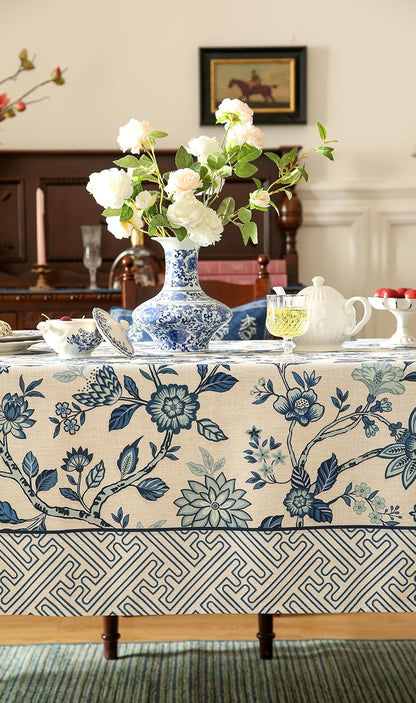 Designer Linen Tablecloth Rectangular,71"X55"-Suqing A4