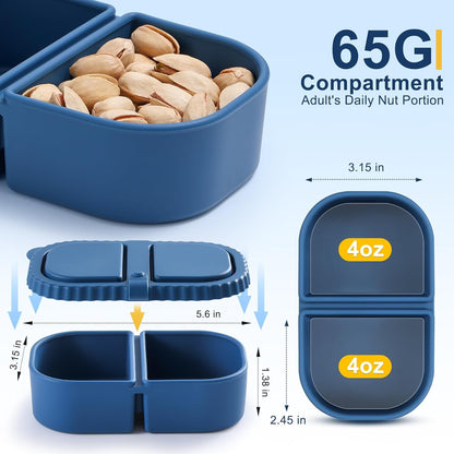 3 Pack Silicone Reusable Snack Containers with Lids - 8 Oz Double Compartment Snackle Box for Kids & Adults, Bpa-Free & Leakproof, Small for Dressing, Snacks, School, Office, Picnic2