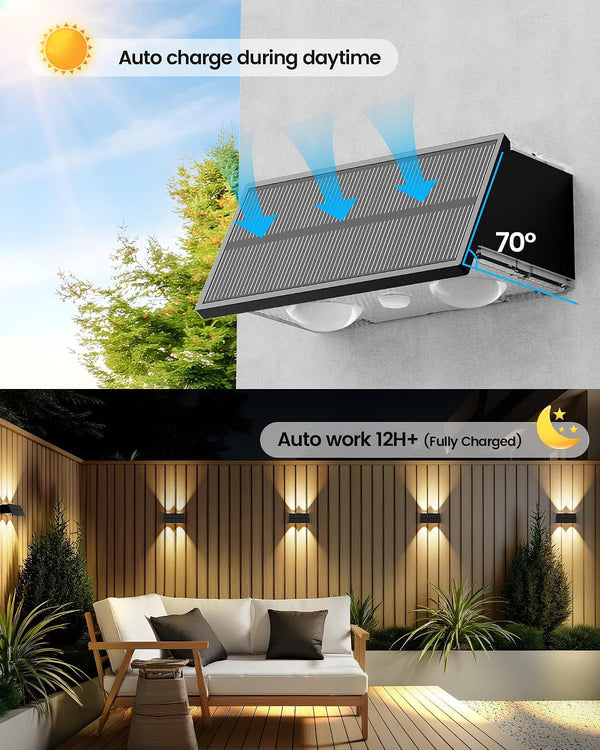 Solar Fence Lights, 12 Pack up and down Solar Lights Outdoor Waterproof, 8 Colors Lens LED Dusk to Dawn Wall Lights for Fence, Patio, Deck, Backyard, Garden5