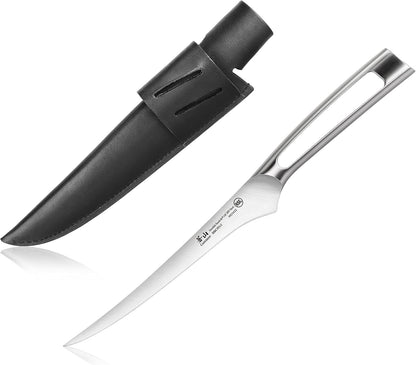 TN1 Series 1021639 Swedish 14C28N Steel Forged 7-Inch Fillet Knife and Leather Sheath Set1
