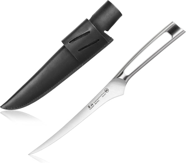 TN1 Series 1021639 Swedish 14C28N Steel Forged 7-Inch Fillet Knife and Leather Sheath Set1