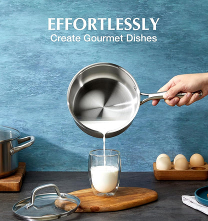 Stainless Steel Cookware Set 21 Piece with 5-Layer Base, Professional 18/10 Stianless Steel Pots and Pans Set, Oven&Dishwasher Safe, Non Toxic, Induction Kitchen Cooking Sets, 21PCS2
