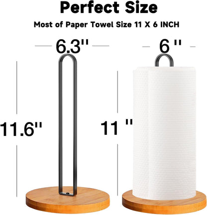 Wooden Paper Towel Holder Countertop, Kitchen-Towel-Holder Freestanding with Non-Slip Base for Bathroom2
