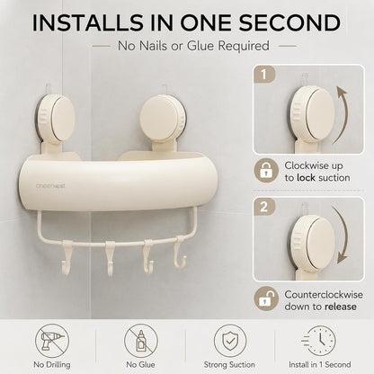 Corner Shower Caddy Suction Cup, Removable Bath Organizer Shelf3