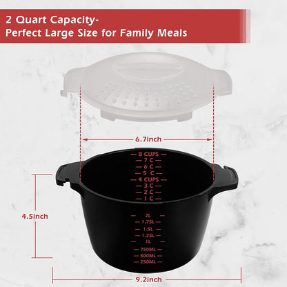 Professional Large Micro Cookware 2 Quart, Microwave Steamer for Vegetables, Cooker for Microwave - BPA Free, Dishwasher Safe3