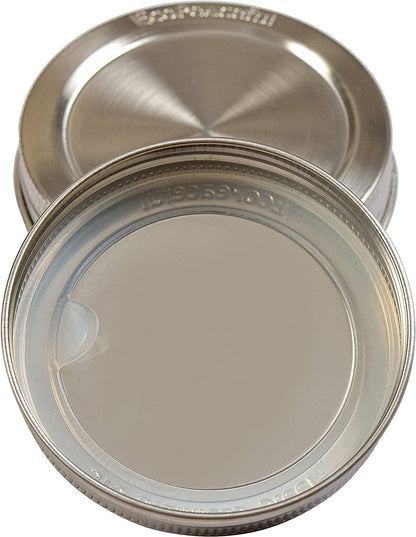 316 Surgical Stainless Steel Mason Jar Lids WIDE Mouth -ORIGINAL DESIGN- Stackable W/Pull-Tab Silicone Ring Seal. Rust-Proof, Airtight, Leak-Proof, Bpa-Free, Pvc-Free - Not for Canning6