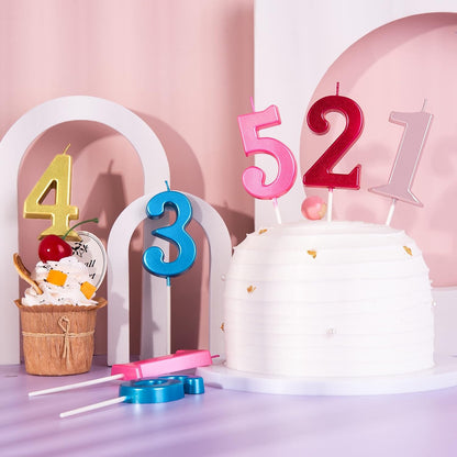 2.76 Inch Modern Gold 2 Number Birthday Candles, Gold Number Candles, Cake Number Candles, Party Celebration6