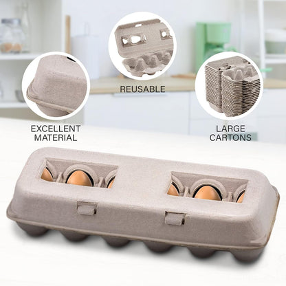 Blank Natural Pulp Egg Cartons Holds up to Twelve Eggs - 1 Dozen - Strong Sturdy Egg Crate Cardboard Material Perfect for Storing Extra Eggs (25 Pieces) - Made in the USA3