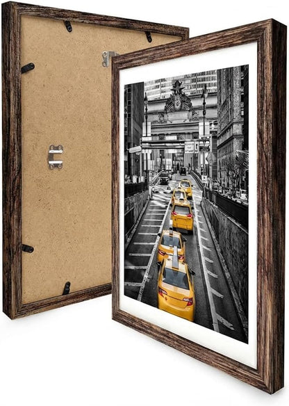 12X16 Wood Frame(Rustic Brown, 1 Pack) 11X14 Picture with Mat or 12 X 16 Photo without Mats with Mat for Gallery Wall, Family, Baby, Dog, Dorm, Christmas5